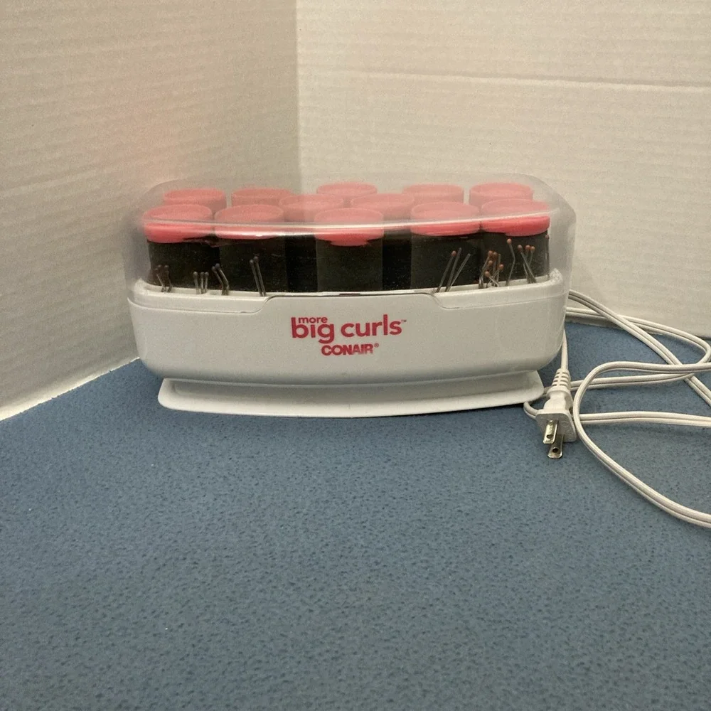 Conair More Big Curls CHV12NRX 12 Hot Rollers w/Case & Clips - Tested